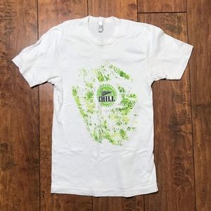American Apparel white/lime green Miller Chill tee